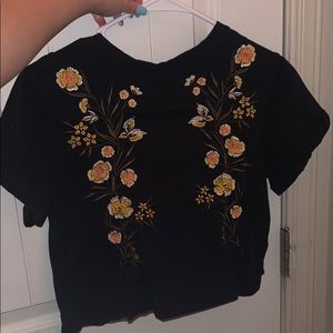 Embroidered flower shirt